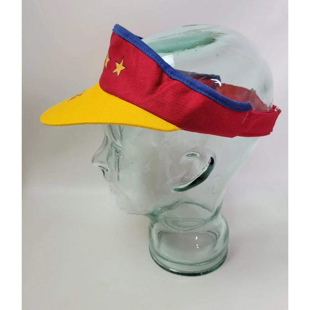 Vintage Coca Cola Adjustable Red Yellow 5 Star‎ Visor Hat